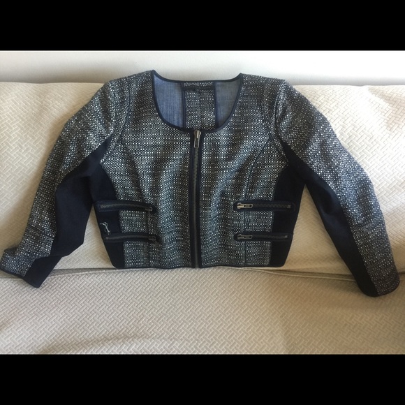 Victoria Beckham Jackets & Blazers - Gorgeous Victoria Beckham blue tweed zip blazer